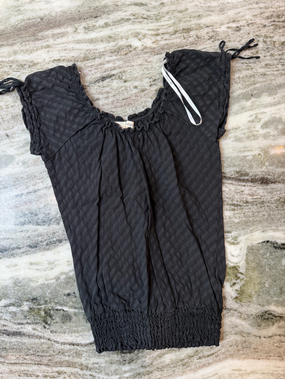 Energie Black Short Sleeve Top with Shoulder Ties